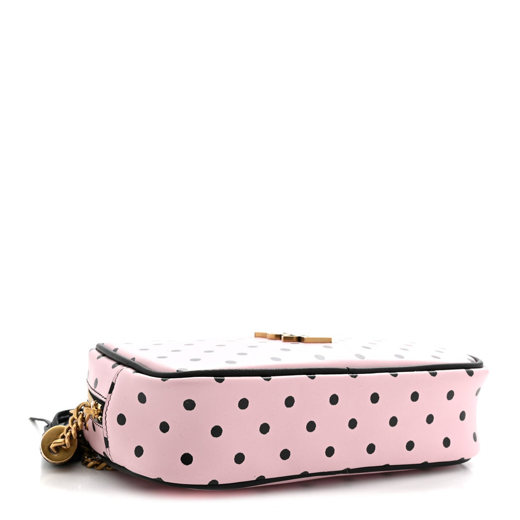 Calfskin Printed Polka Dot Mini Lou Camera Bag Pink Black