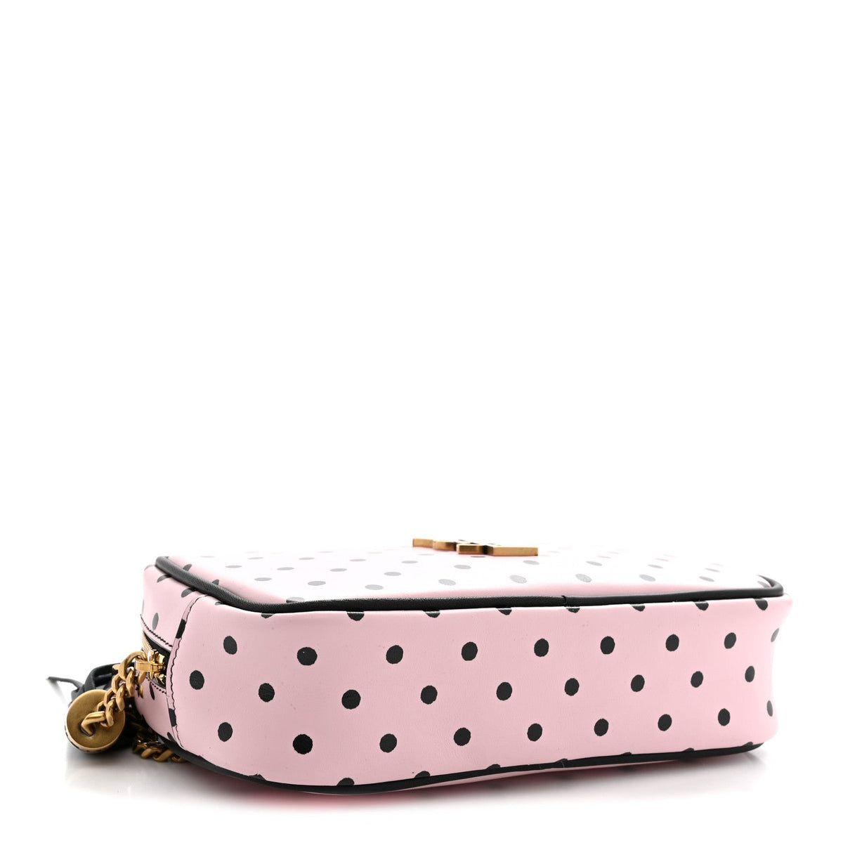 Calfskin Printed Polka Dot Mini Lou Camera Bag Pink Black