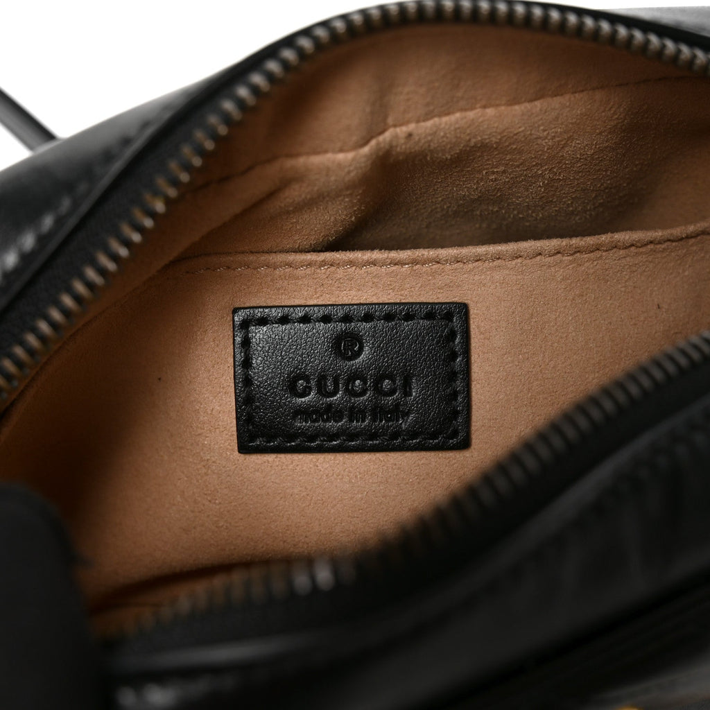 Calfskin Matelasse Mini GG Marmont Chain Shoulder Bag Black