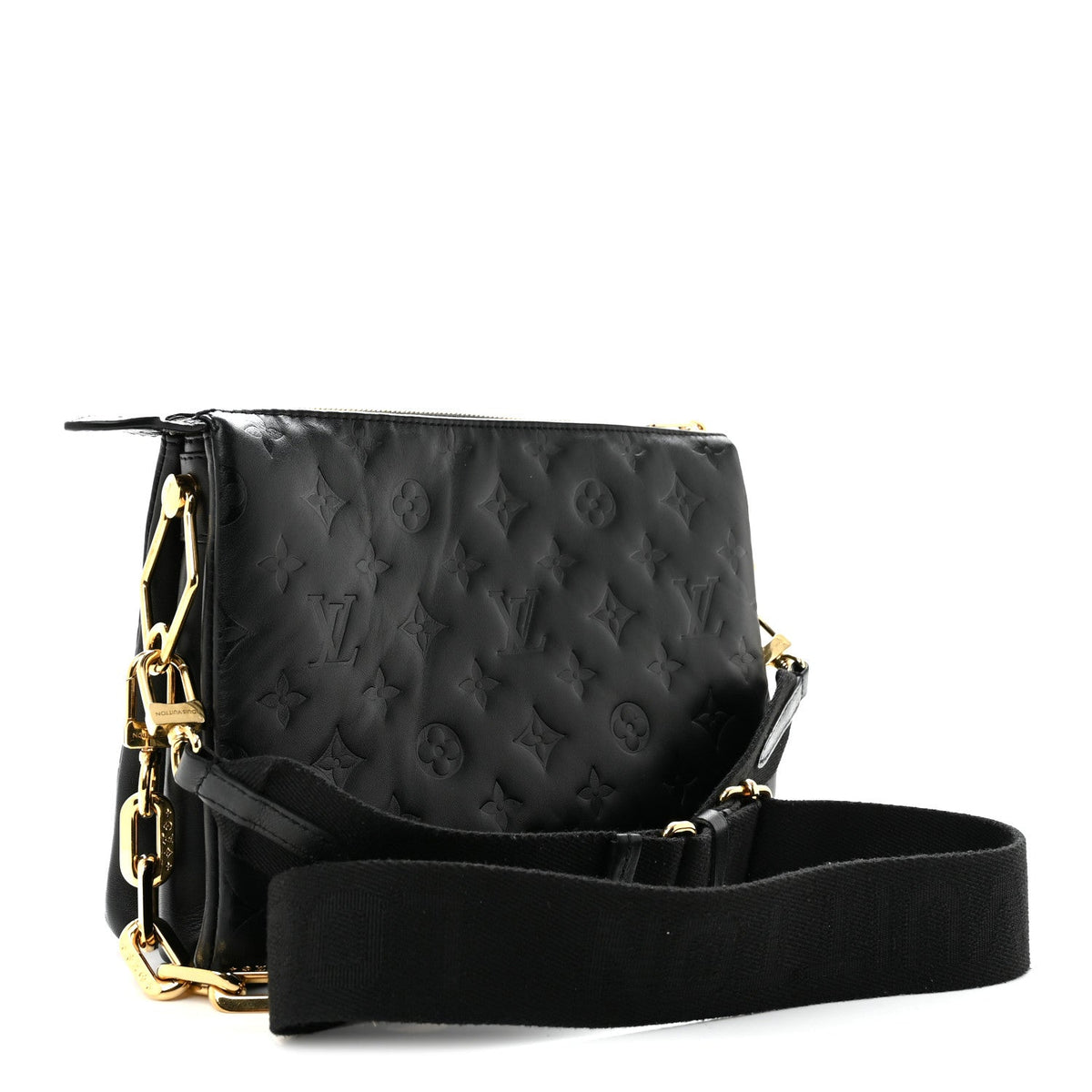 Lambskin Embossed Monogram Coussin PM Black