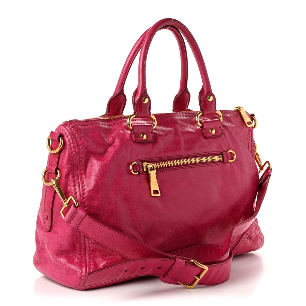 Vitello Shine Zip Tote Pink