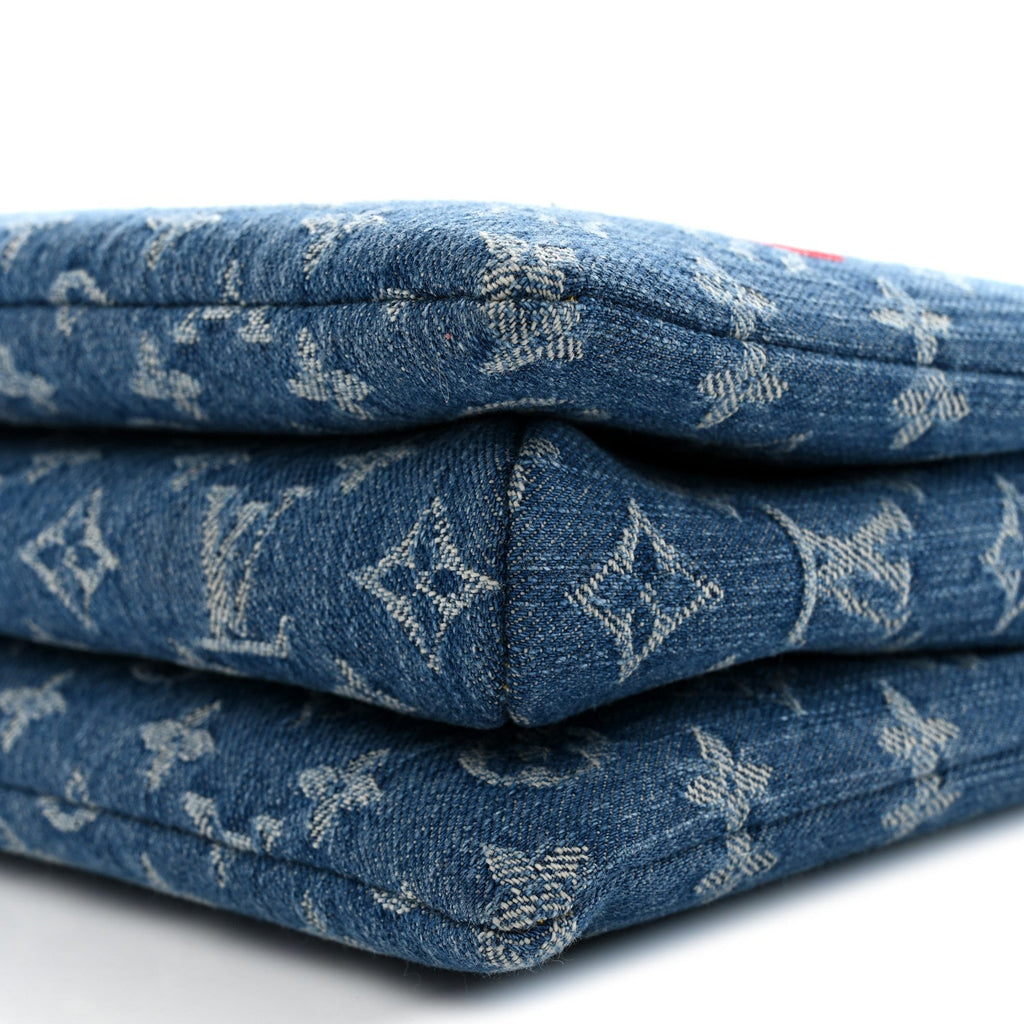 LV X TM Monogram Denim Cerises Coussin PM Blue