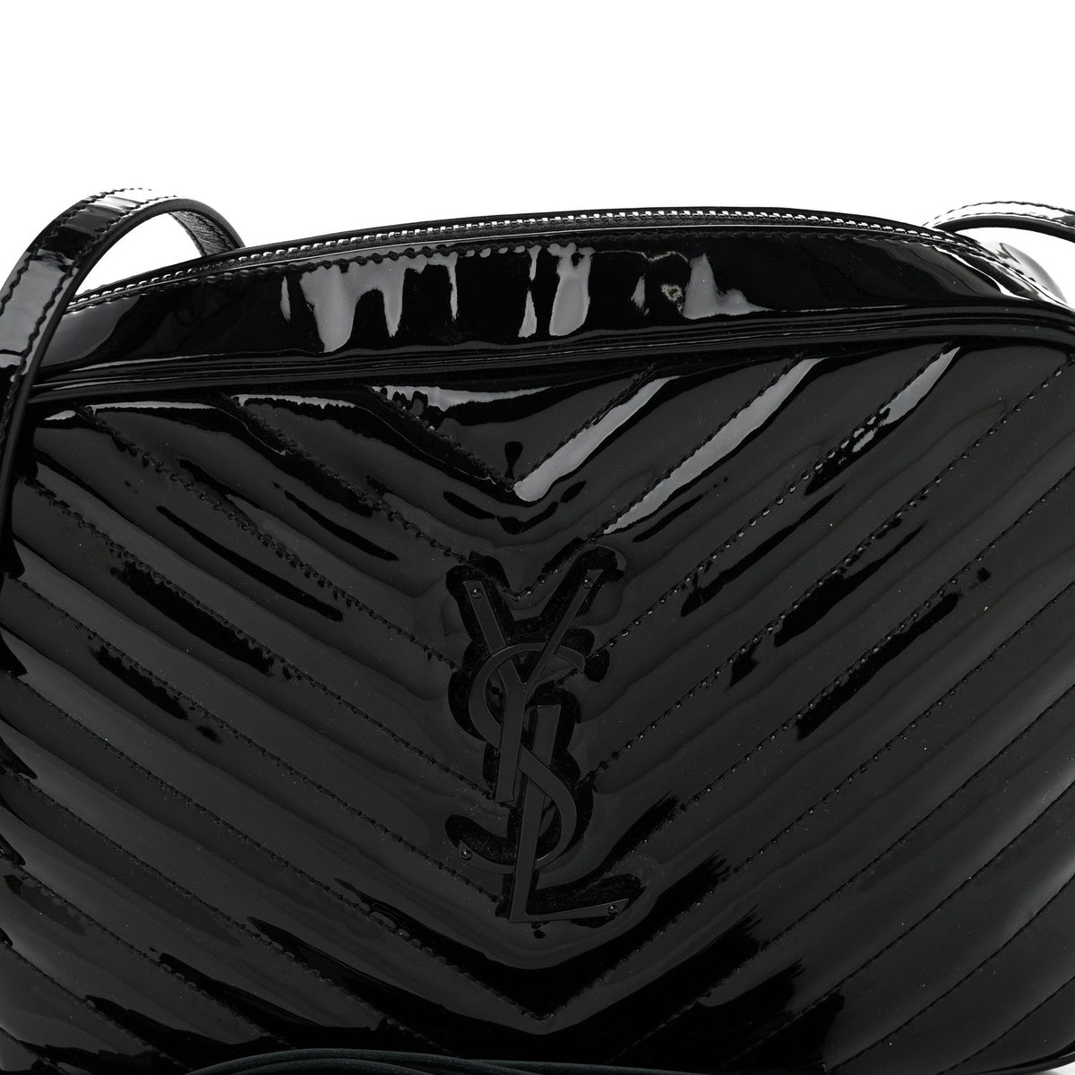 Patent Calfskin Matelasse Monogram Lou Camera Bag Black