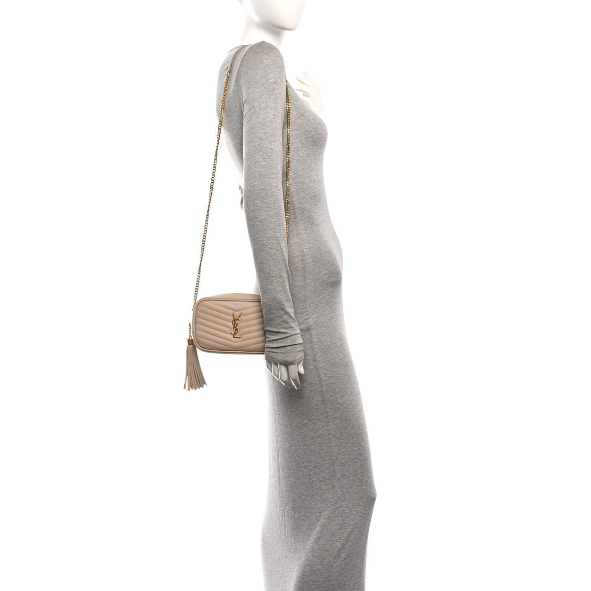 Grain De Poudre Matelasse Monogram Mini Lou Camera Bag Dark Beige