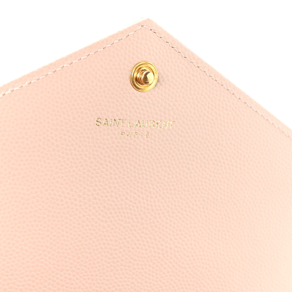 Grain De Poudre Matelasse Chevron Monogram Envelope Chain Wallet Rose Antic