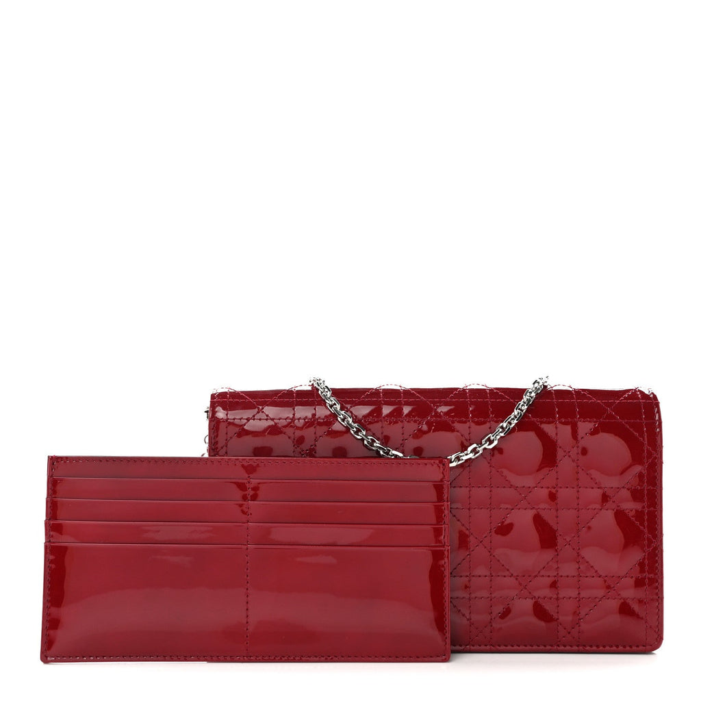 Patent Cannage Lady Dior Clutch Red