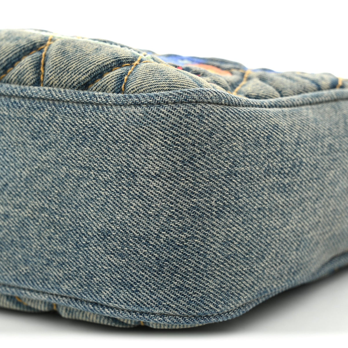 Denim Matelasse Quilted Summer Embroidered Classic Monogram Camera Bag Blue