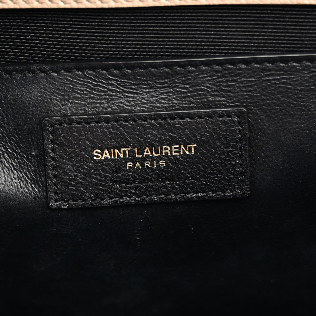 Grain De Poudre Textured Mixed Matelasse Medium Triquilt Monogram Satchel Dark Latte