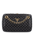 Nappa Studded Chain Clutch Black