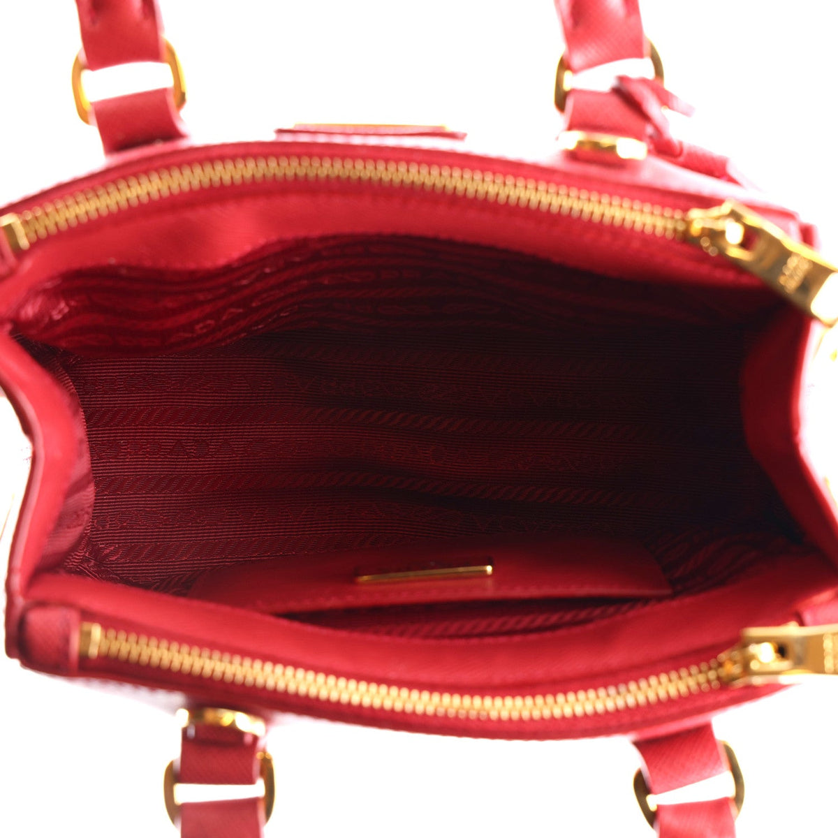Saffiano Micro Galleria Double Zip Tote Fuoco