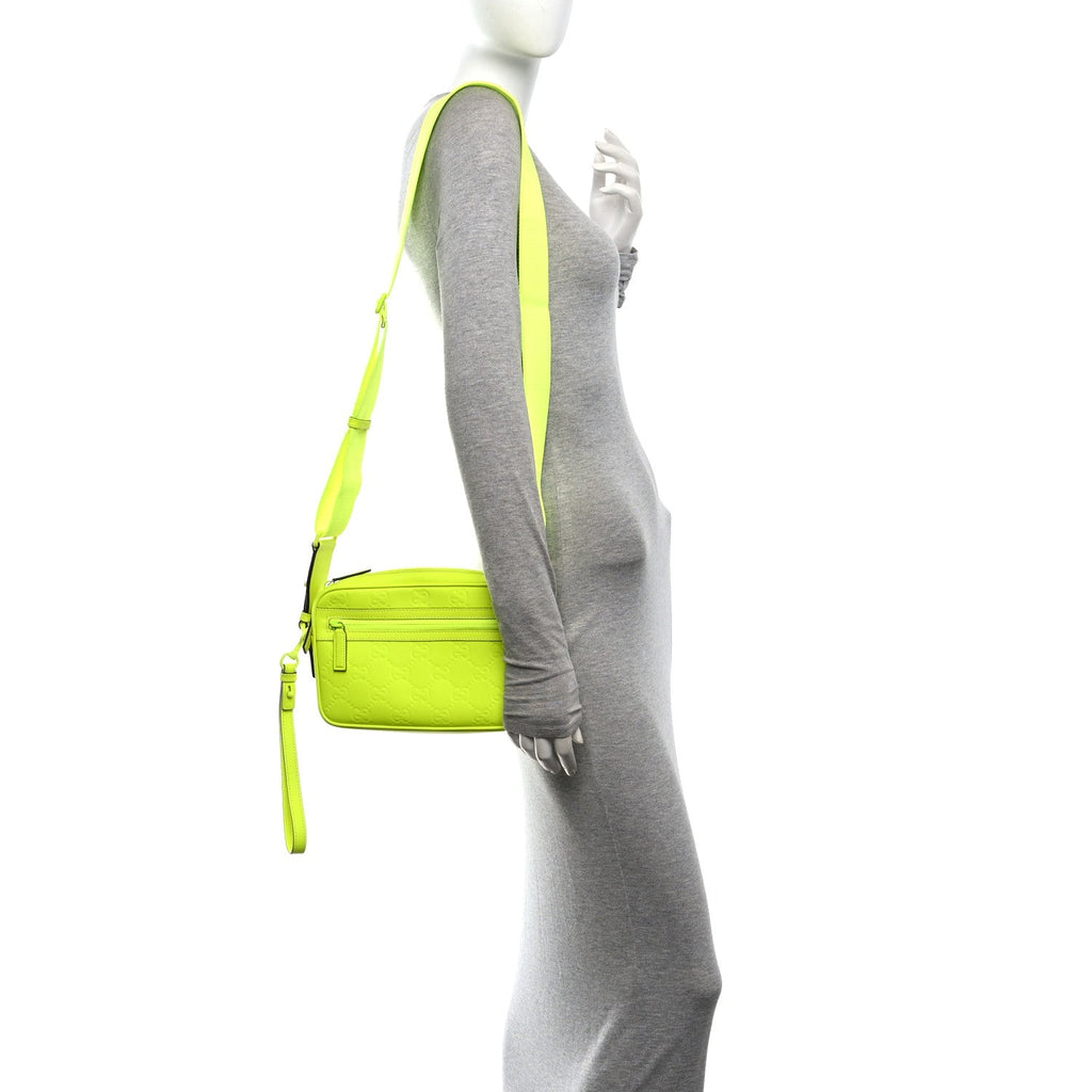Rubber Effect Monogram GG Crossbody Bag Fluorescent Yellow