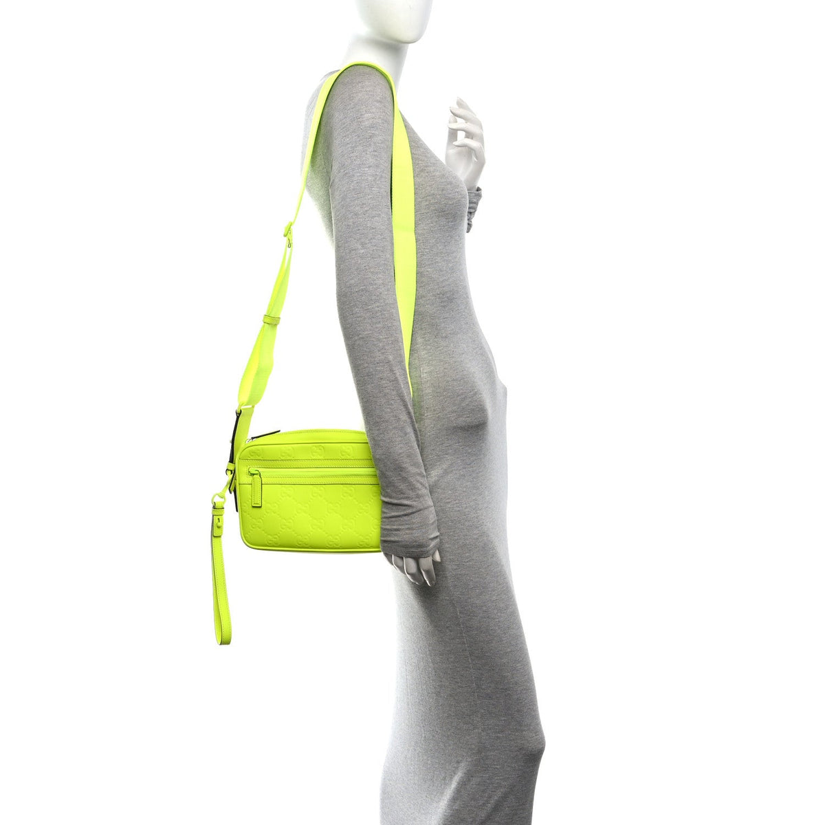 Rubber Effect Monogram GG Crossbody Bag Fluorescent Yellow