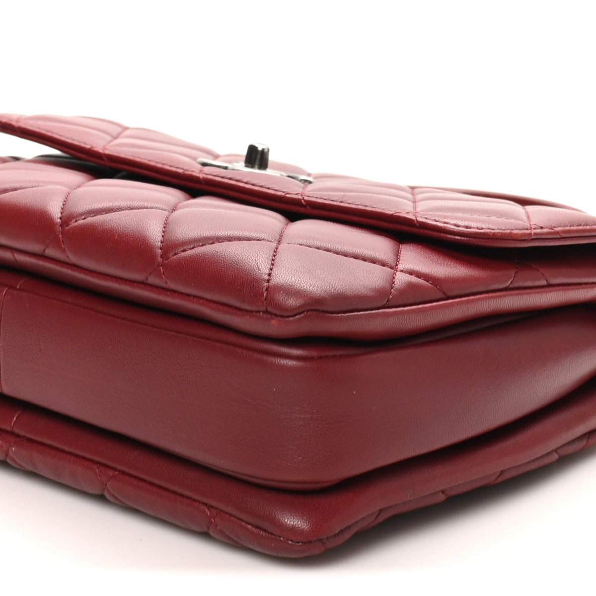 Lambskin Quilted Small Trendy CC Flap Dual Handle Bag Burgundy