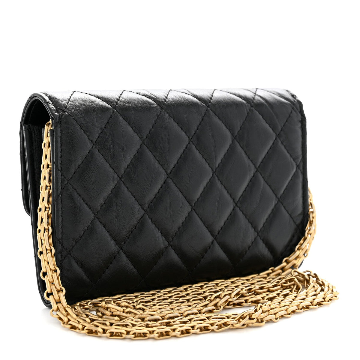 Aged Calfskin Quilted 2.55 Reissue Clutch With Chain Black