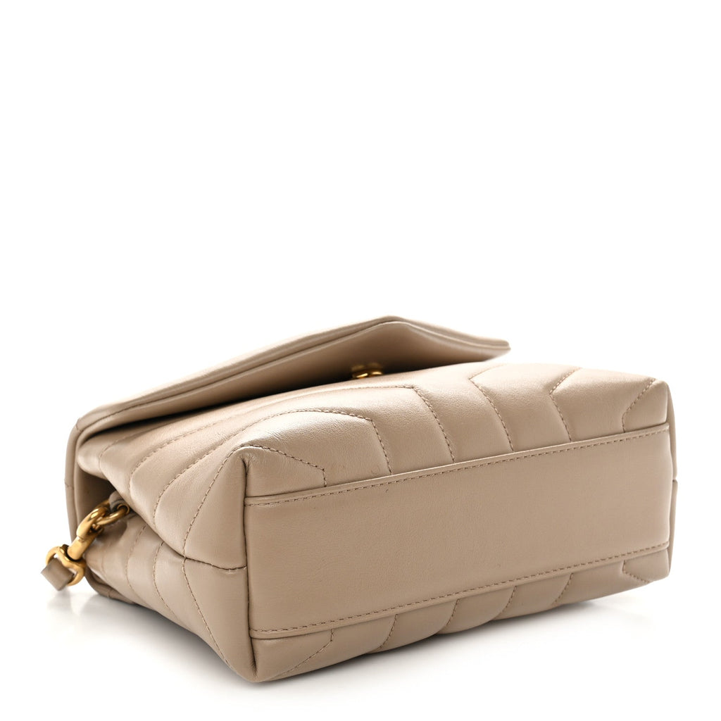 Calfskin Y Quilted Monogram Toy Loulou Crossbody Bag Dark Beige