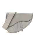 Grained Calfskin Mens Mini Saddle Bag Gray