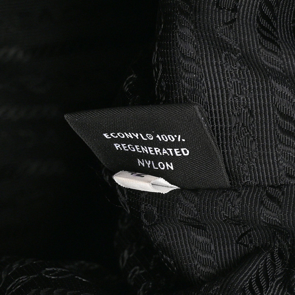 Re-Nylon Saffiano Stitched Duet Bucket Bag Black