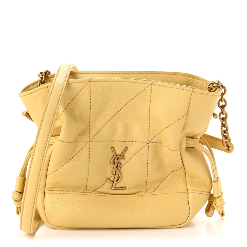 Lambskin Matelasse Monogram Mini Jamie Shoulder Pouch Bag Soft Lemon
