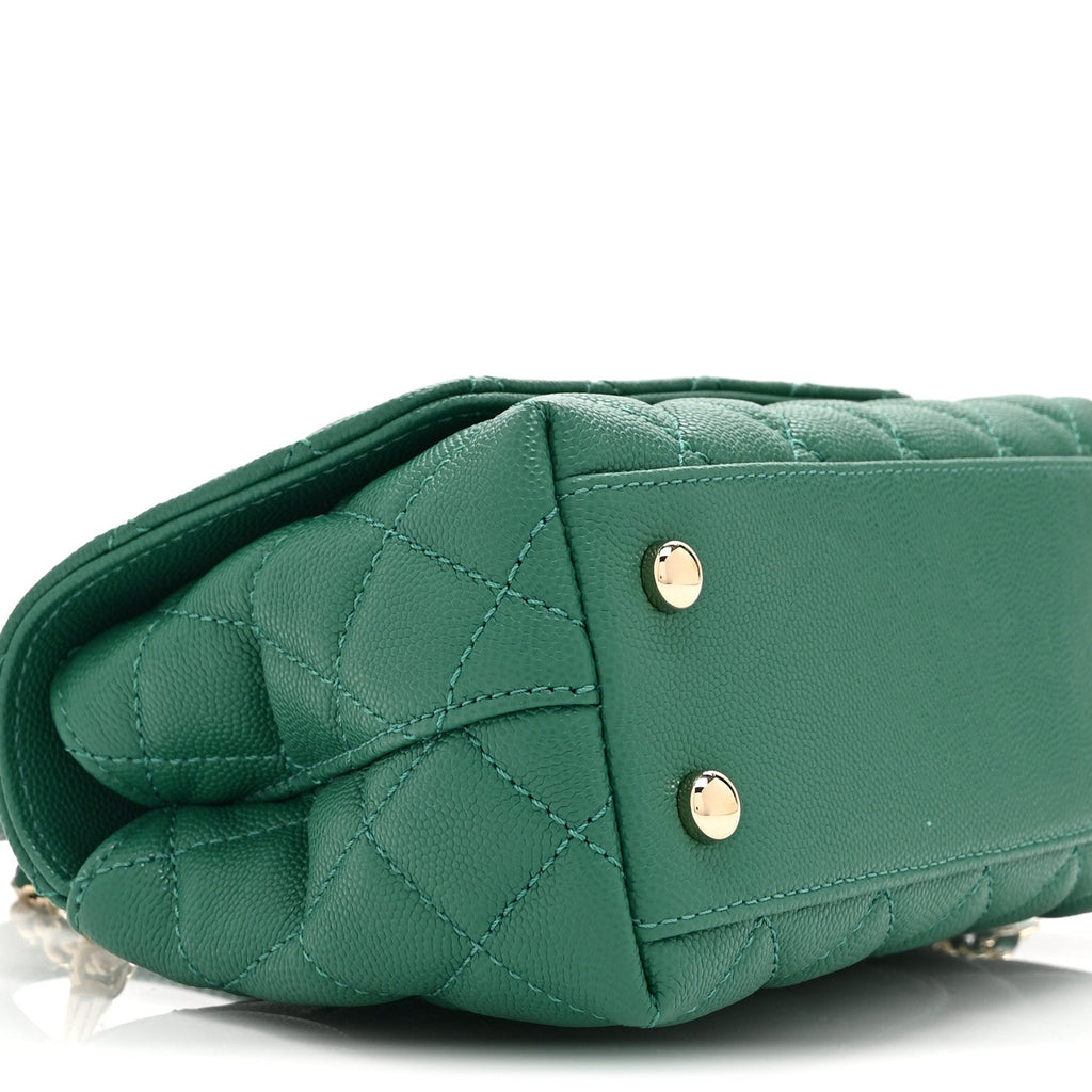 Caviar Quilted Extra Mini Coco Handle Flap Green