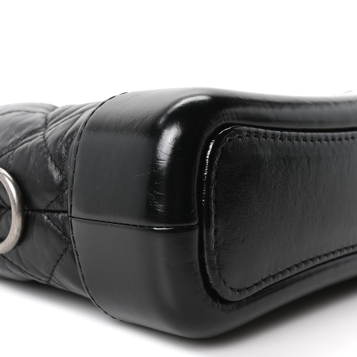 Aged Calfskin Quilted Small Gabrielle Logo Hobo Black