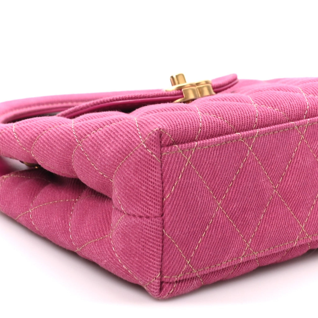 Denim Quilted Nano Kelly Shopper Fuchsia