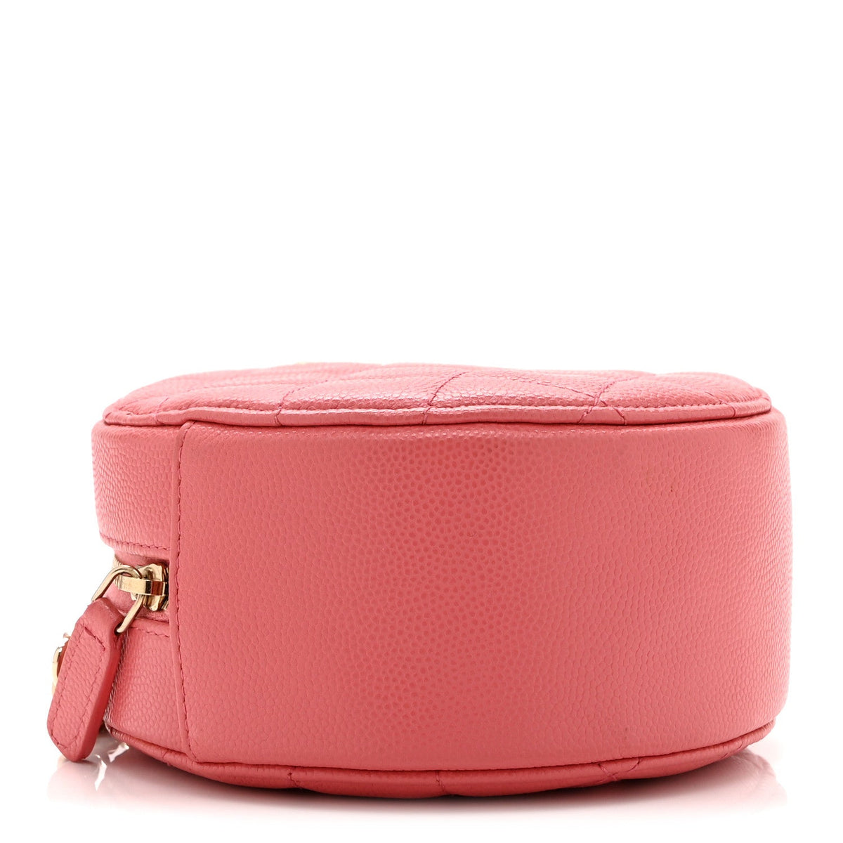 Caviar Quilted Round Clutch With Chain Pink