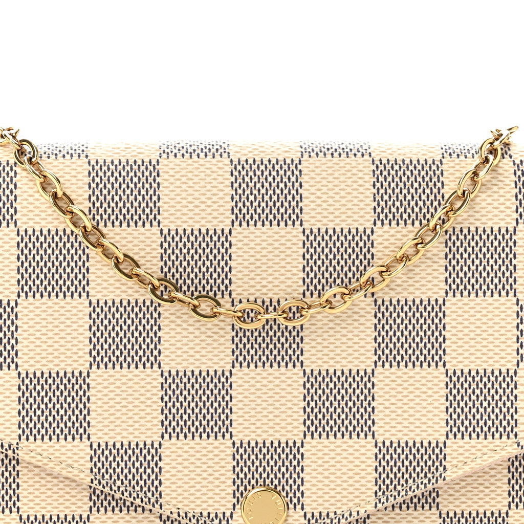 Damier Azur Pochette Felicie Chain Wallet Rose Ballerine