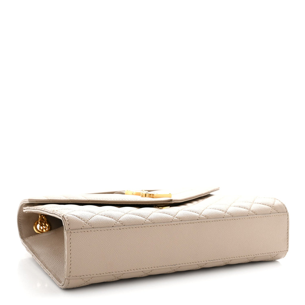 Grain De Poudre Textured Mixed Matelasse Medium Triquilt Monogram Satchel Dark Latte