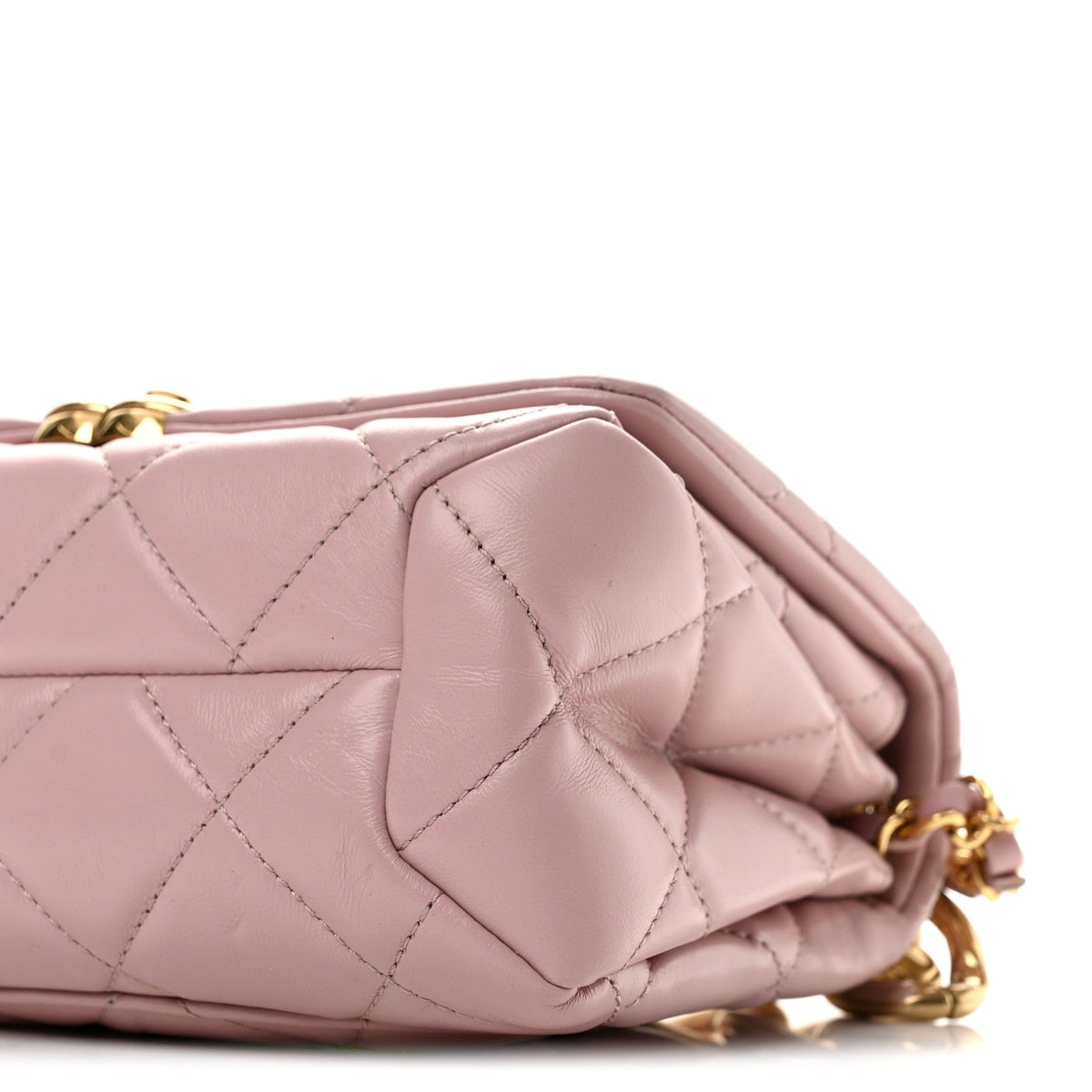 Lambskin Quilted Color Match Small Flap Light Pink