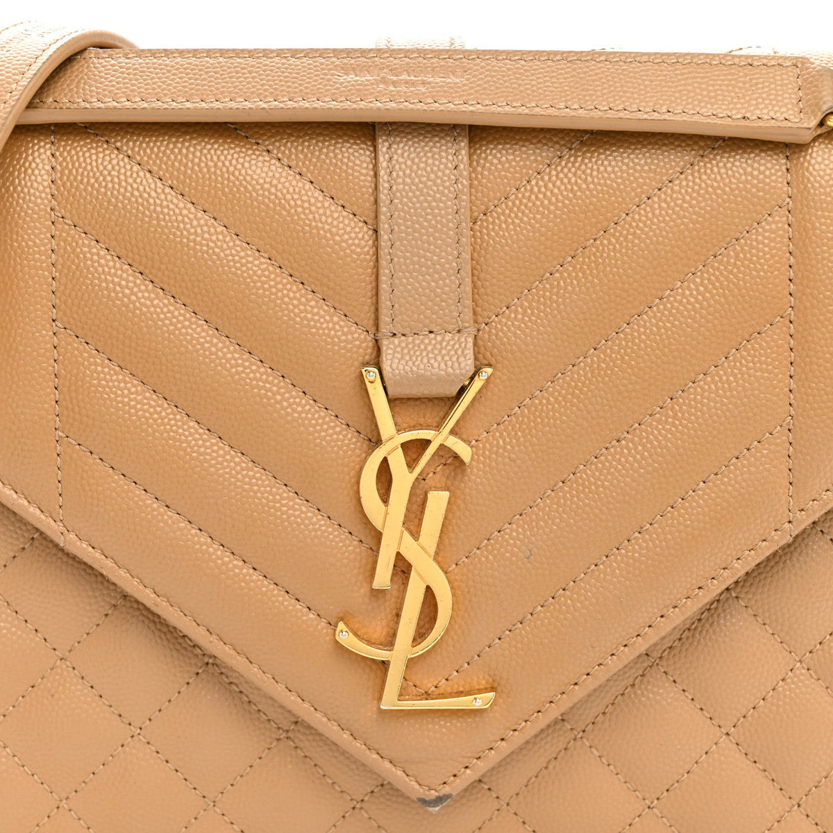 Grain De Poudre Textured Mixed Matelasse Medium Triquilt Monogram Satchel Dark Beige