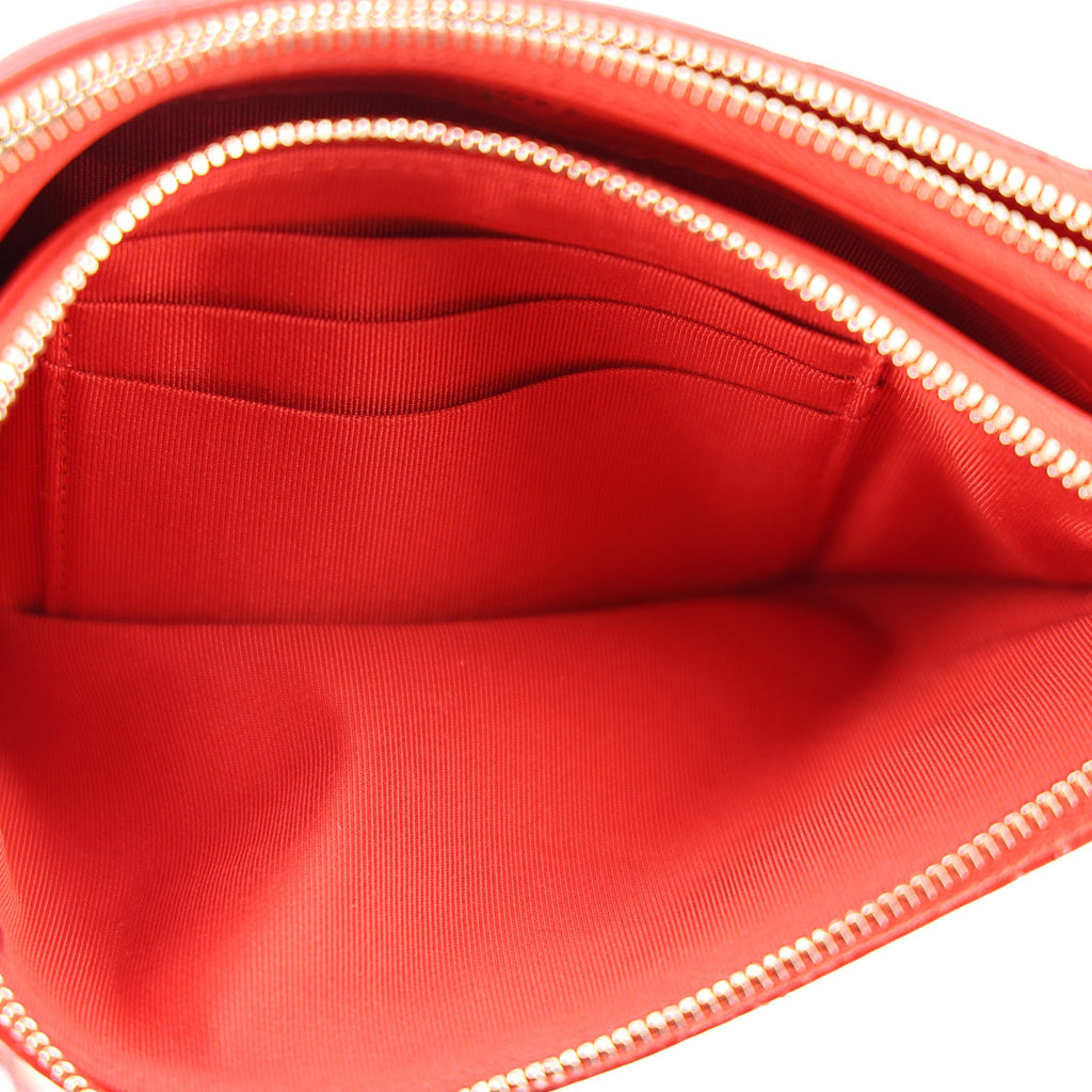 Lambskin Quilted Small Clutch With Chain Red