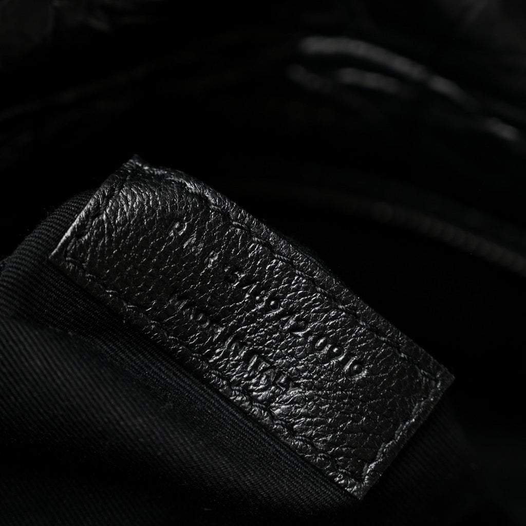 Crocodile Embossed Lambskin Monogram Medium Niki Chain Satchel Black