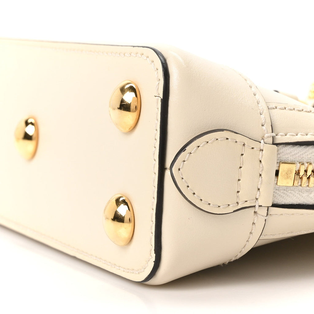 Boarded Plutone Calfskin Mini Horsebit 1955 Top Handle Bag Mystic White