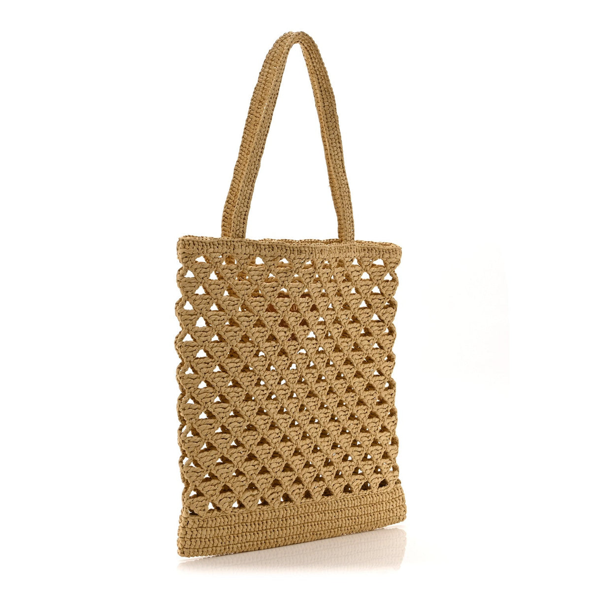 Yarn Raffia Effect Embroidered Logo Tote Naturale
