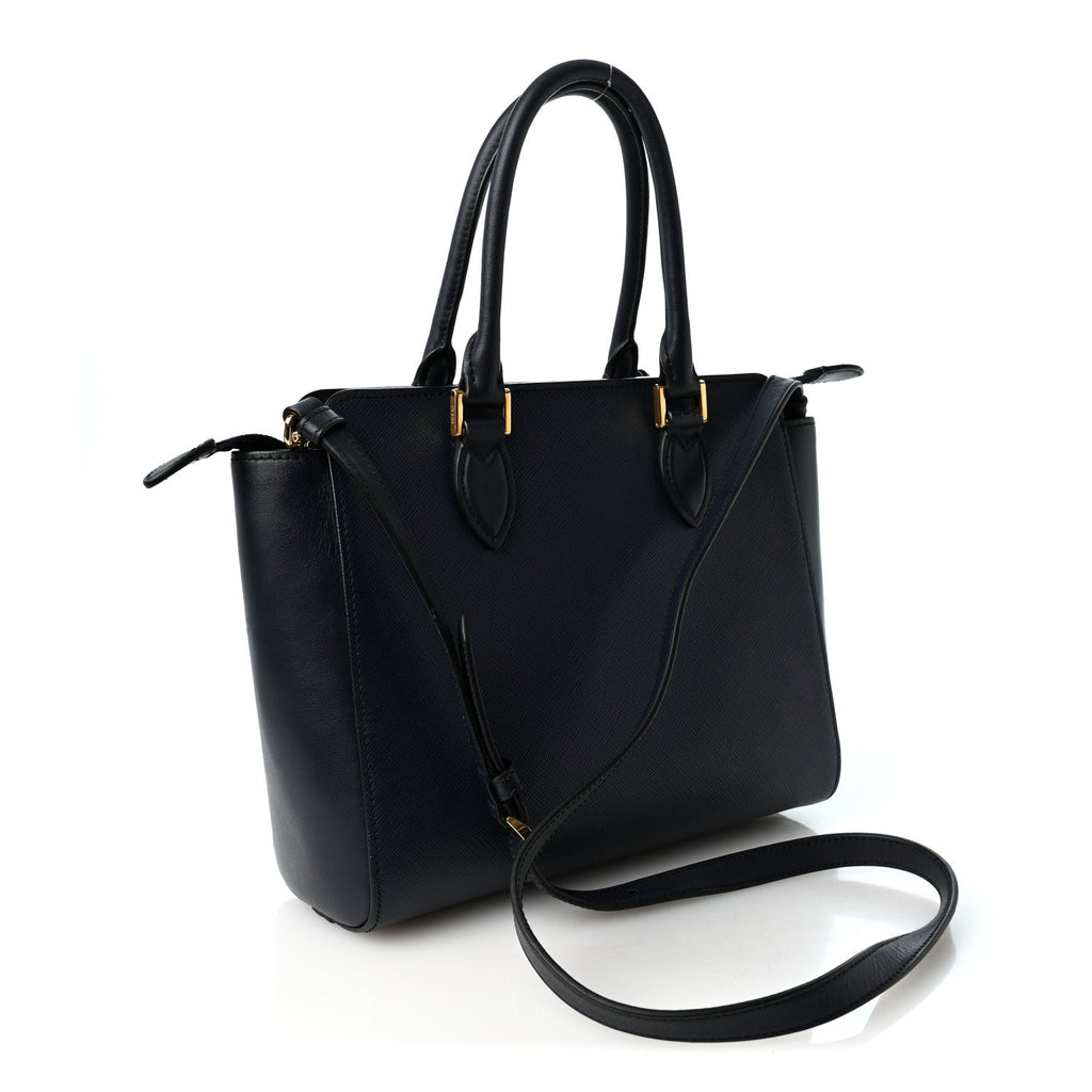 Saffiano Soft Calfskin Small Zippered Tote Baltico