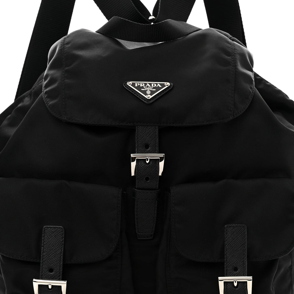 Tessuto Nylon Saffiano Medium Backpack Black