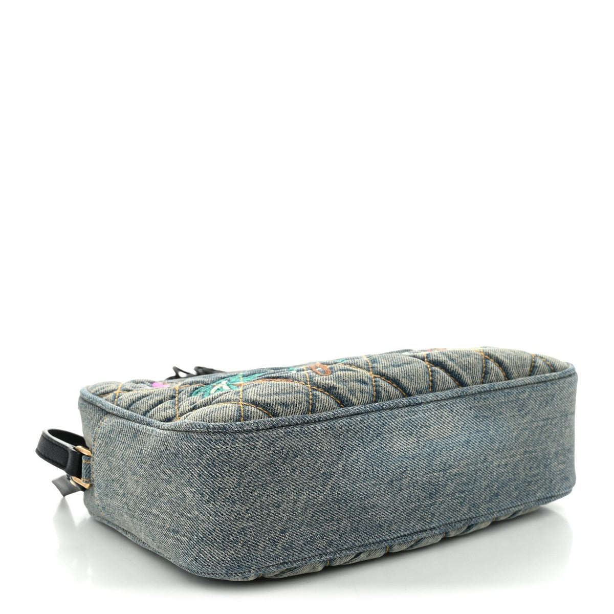 Denim Matelasse Quilted Summer Embroidered Classic Monogram Camera Bag Blue