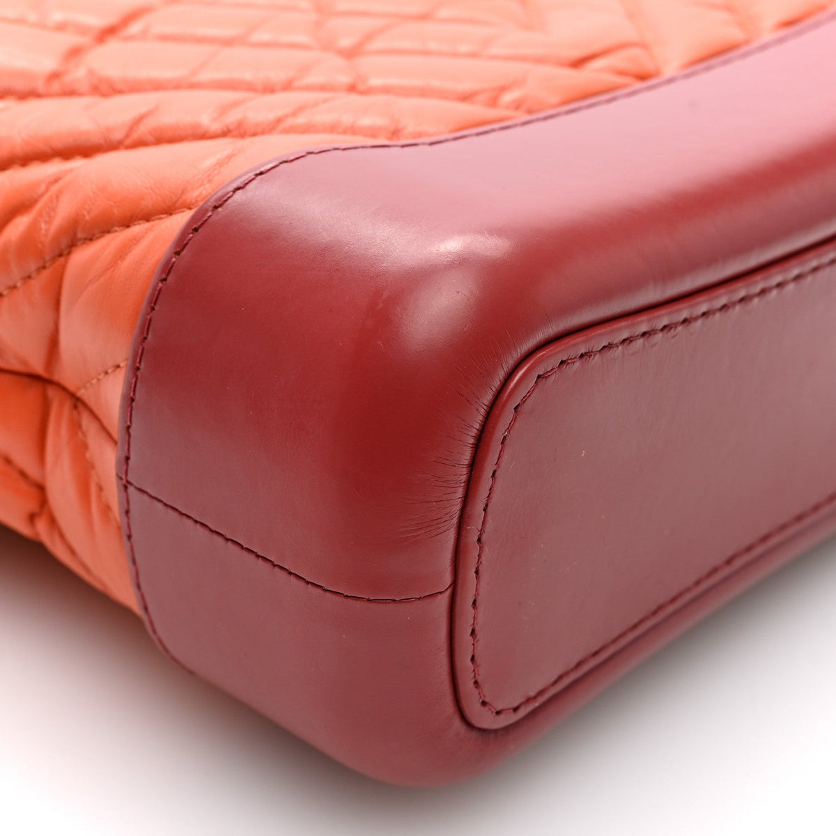 Aged Calfskin Chevron Quilted Small Gabrielle Hobo Dark Red Orange