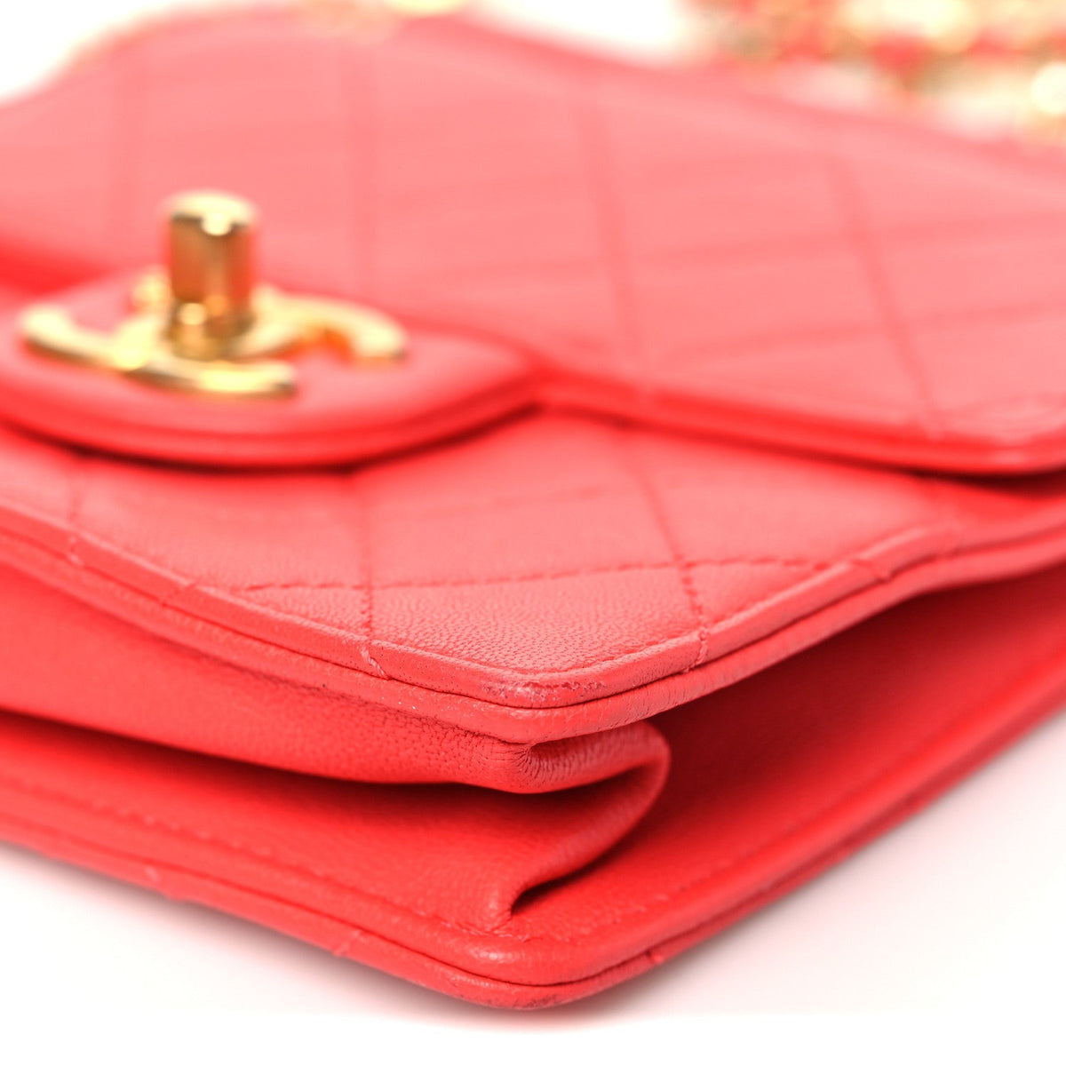 Goatskin Quilted Chic Pearls Flap Dark Pink