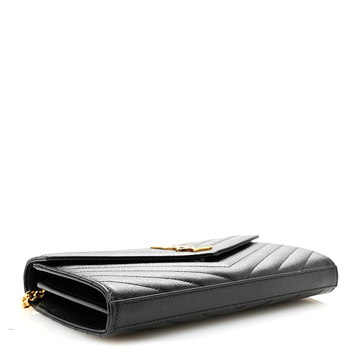 Grain De Poudre Matelasse Chevron Monogram Chain Wallet Black
