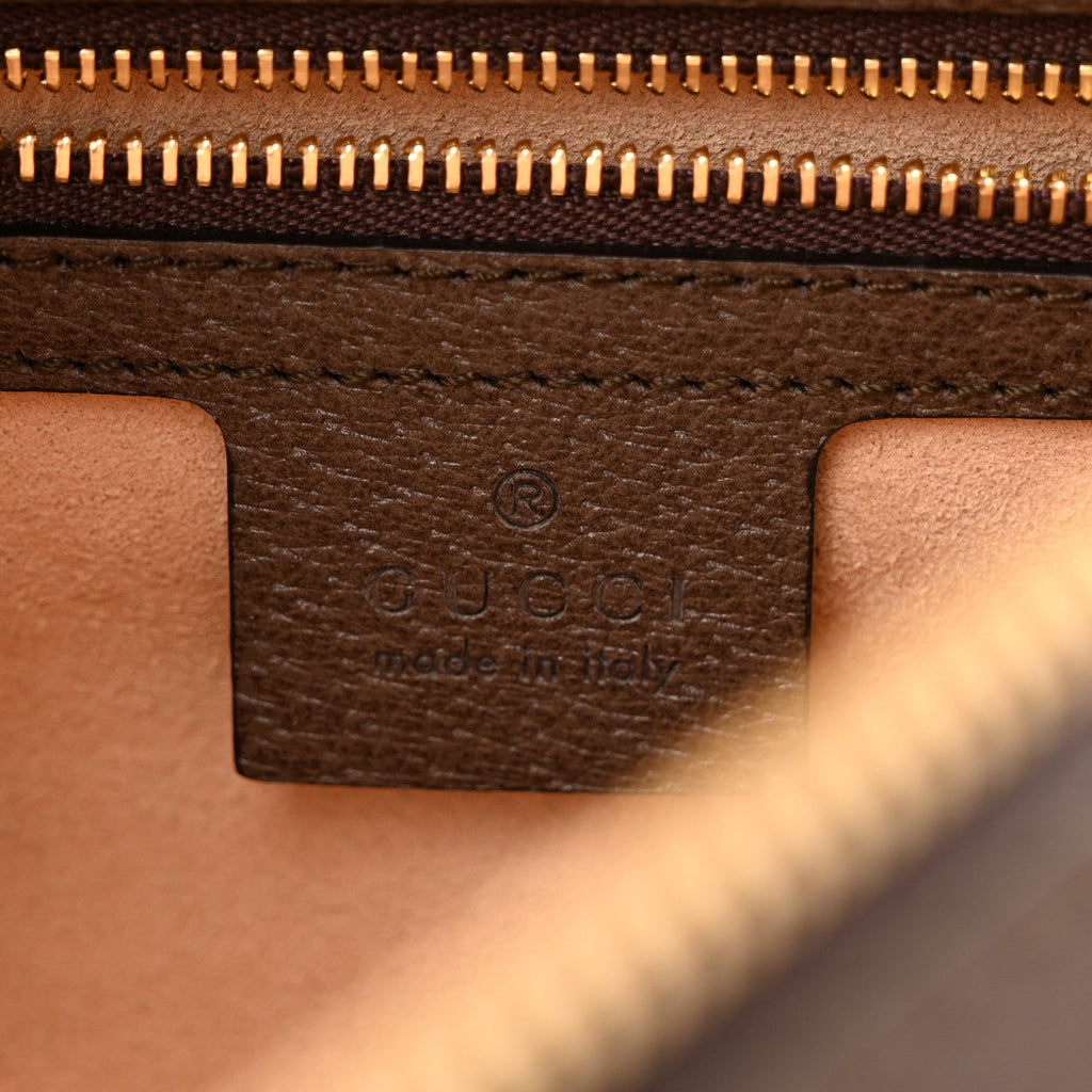 GG Supreme Monogram Web Small Ophidia Top Handle Shoulder Bag Brown