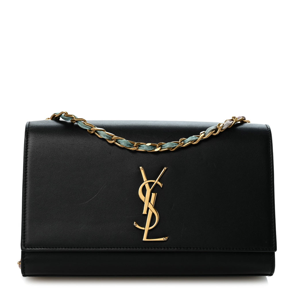 Smooth Calfskin Medium Classic Monogram Kate Satchel Black