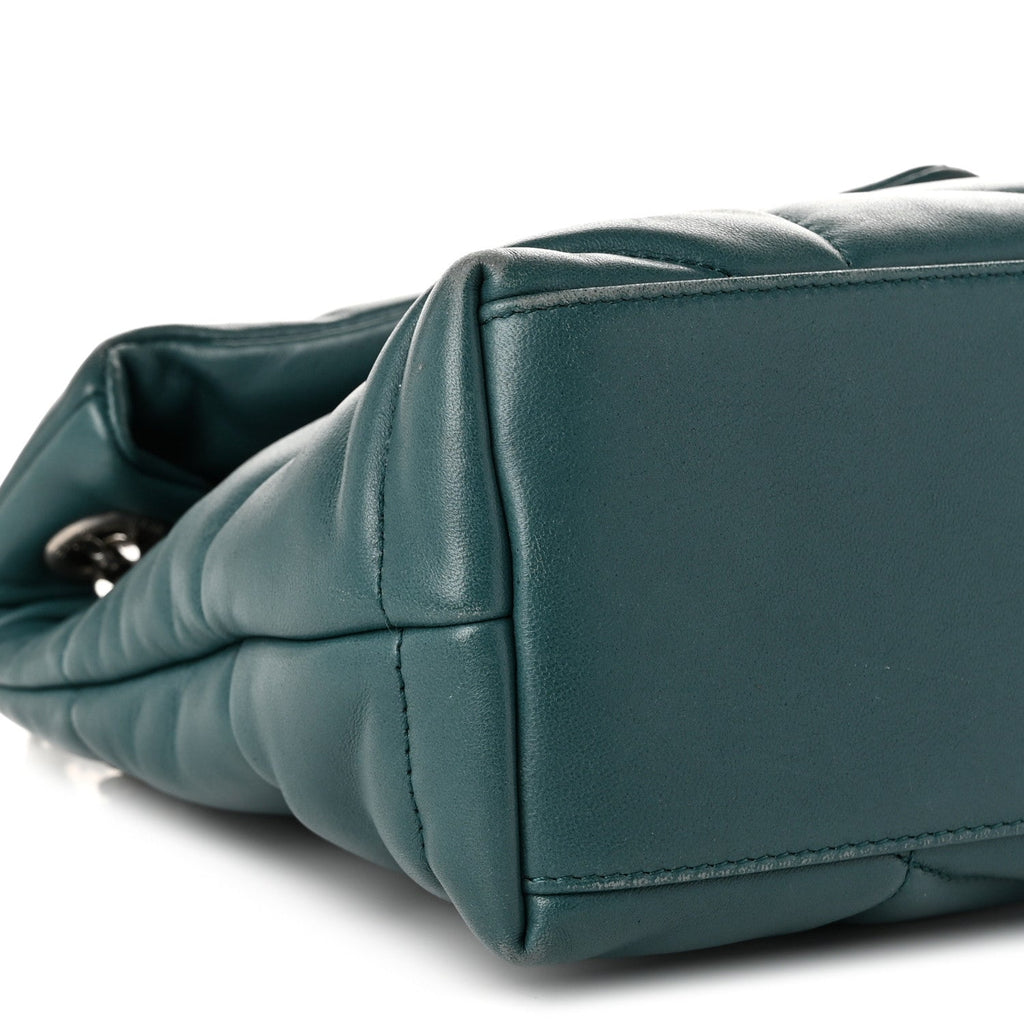 Lambskin Quilted Small Loulou Puffer Monogram Chain Satchel Vert Canard
