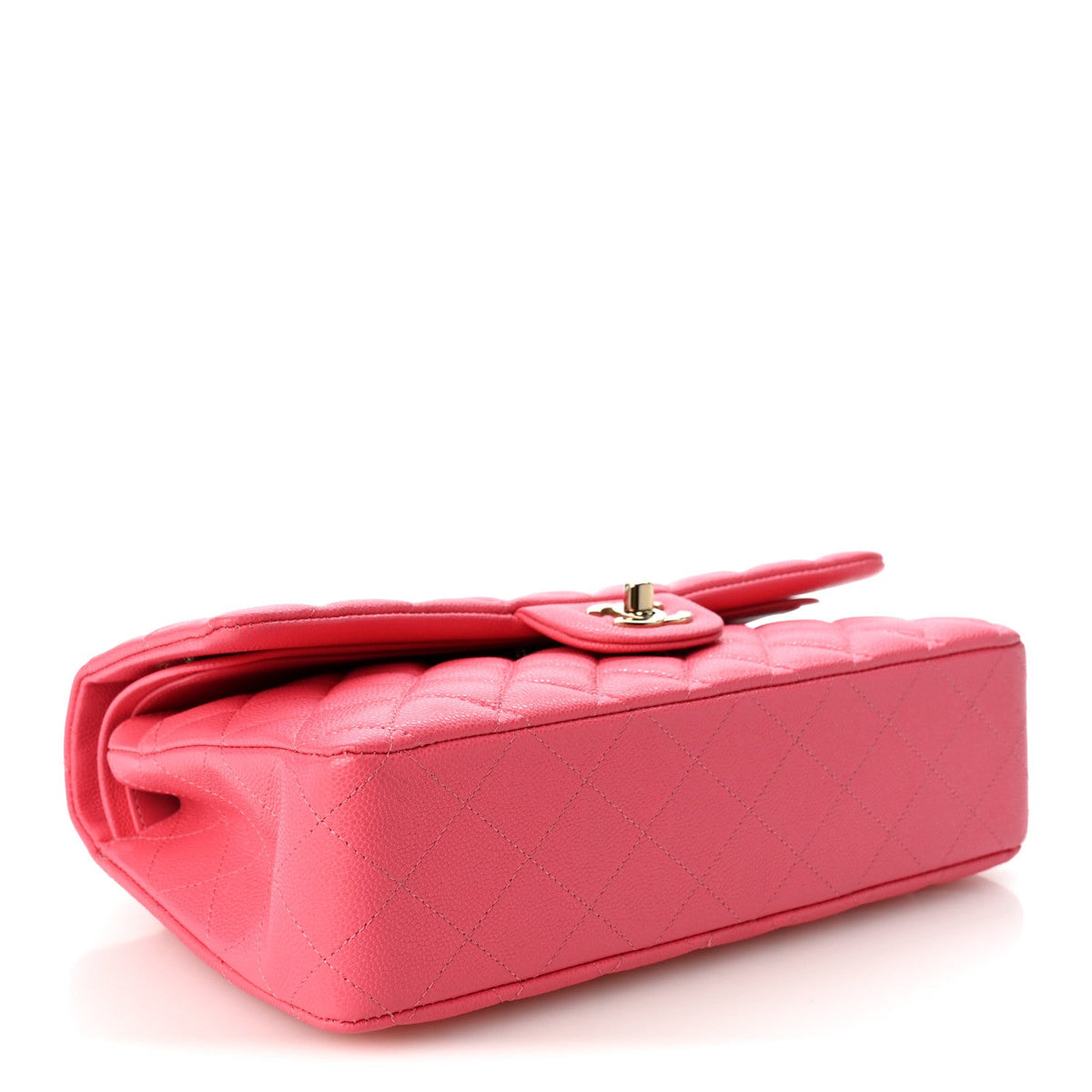 Caviar Quilted Medium Double Flap Pink