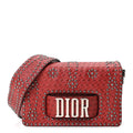 Calfskin Embossed Cannage Studded J'Adior Chain Flap Bag Red