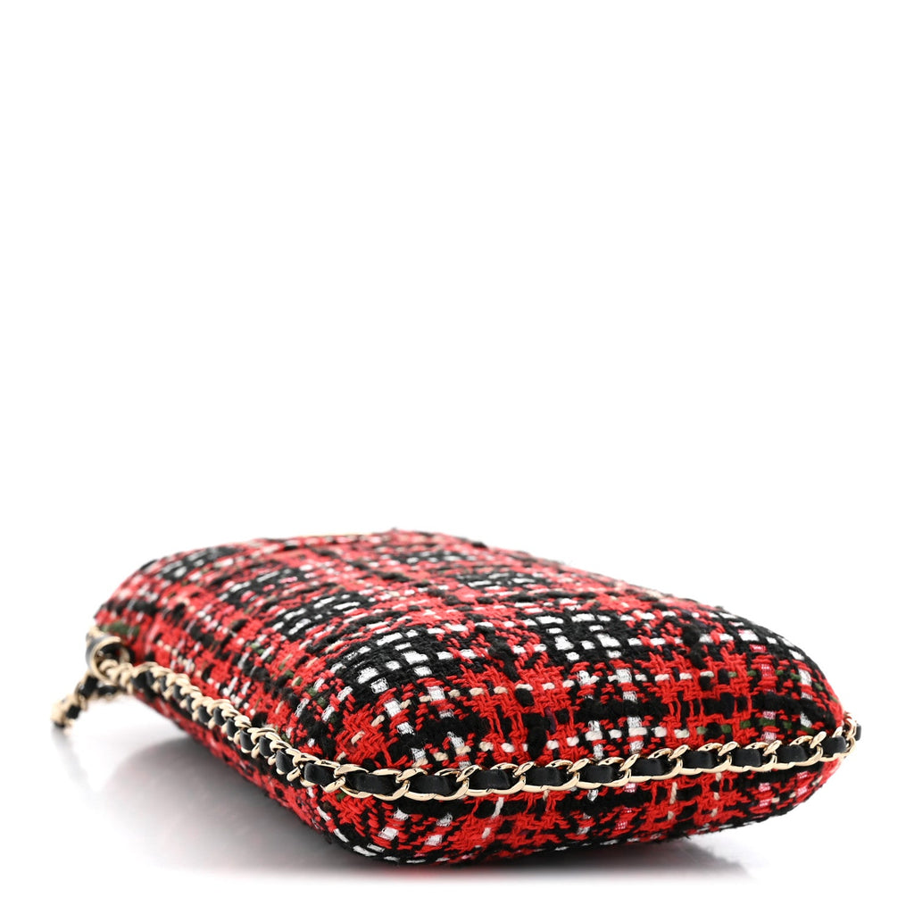 Tweed Chain Around Phone Holder Red Multicolor