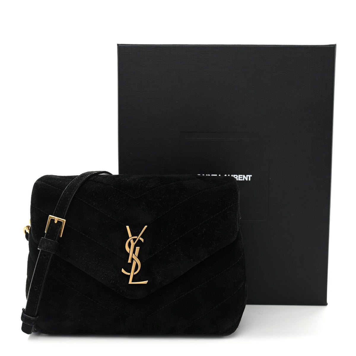 Suede Y Quilted Monogram Toy Loulou Crossbody Bag Black