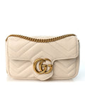 Calfskin Matelasse Super Mini GG Marmont Shoulder Bag White