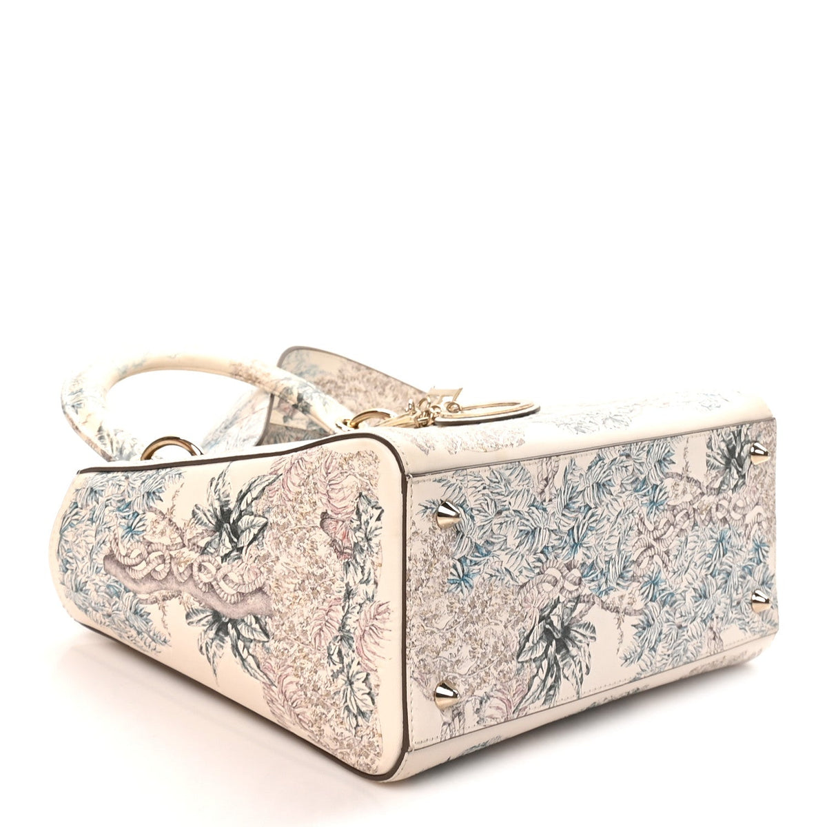 Calfskin Reve d'Infini Print Medium Lady Dior White Multicolor