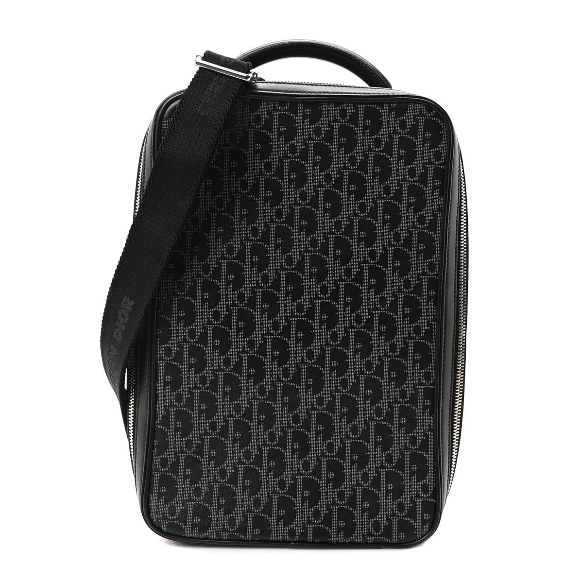 Calfskin Oblique Galaxy Perforated World Tour Pelle Sling Black